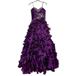 Mac Duggal Y2K Royalcore Fairycore Ruffle Ball Gown Sz 6 Purple Princess Dress